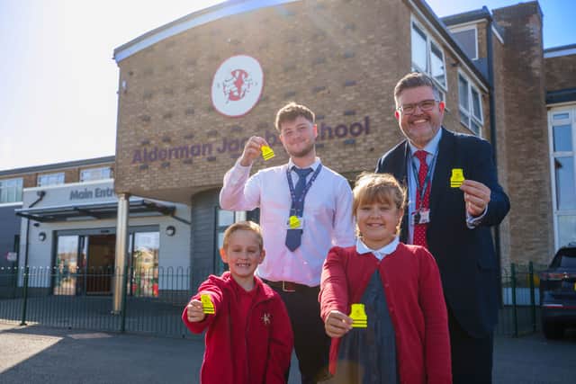 Allison Homes Central’s Regional Marketing Assistant, Liam Hitchcock at Alderman Jacobs Primary School