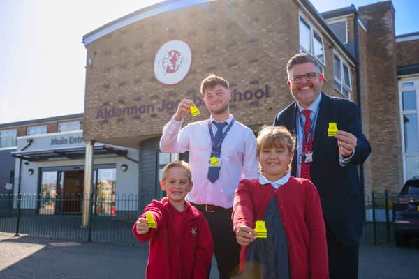 Allison Homes Central’s Regional Marketing Assistant, Liam Hitchcock at Alderman Jacobs Primary School
