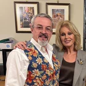 Backstage in the All Saints vestry - Joanna Lumley and John Griff 
