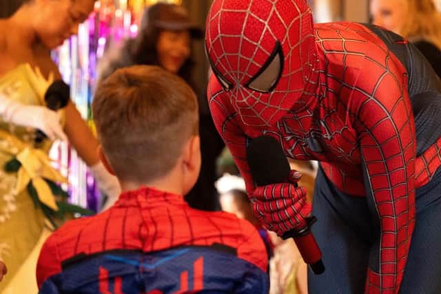Spider-Man meeting Spider-Man at a Kelly's Princess Parties Event