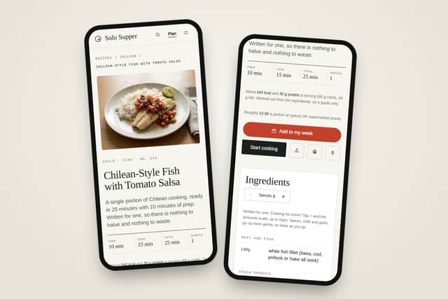 Every recipe on Solo Supper is written for one, with the amounts scaling up if you’re cooking for more.