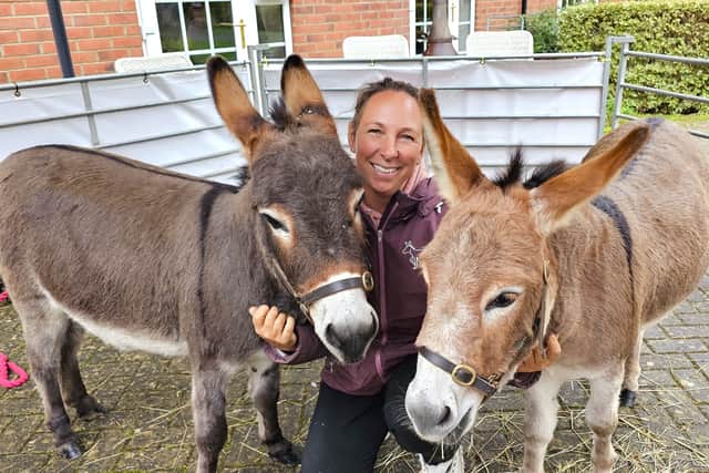 Magical Mini Donkeys visit Elm Bank Care Home in Kettering.