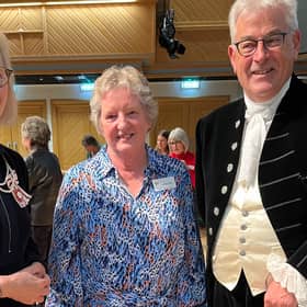 Mrs Anne Burnett, Vice Lord Lieutenant of Northamptonshire, Chris Carr, Chair of NCFWI and Roger Burnett, High Sheriff of Northamptonshire