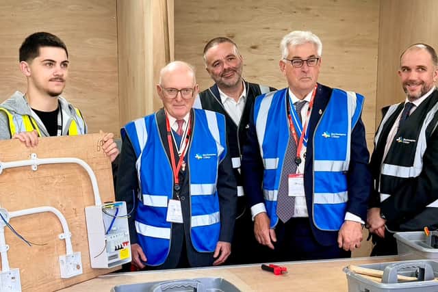 Stuart Richmond-Watson DL with Northampton College principal Jason Lancaster, High Sheriff Roger Conroy and Northampton College curriculum manager for construction Mark Bradshaw.