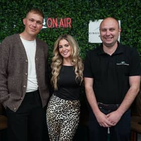 The podcast studio set up in Northampton, Daniel Crask left, Chanelle Bradshaw middle, Paul Bone right 