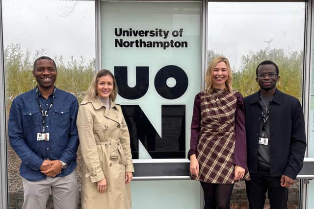 Pictured is (L-R): Dr Chijioke Uba (UON), Natalie White (See Limited), Danielle Redgate (See Limited) and Dr Oluwaseyi Omoloso (UON). 