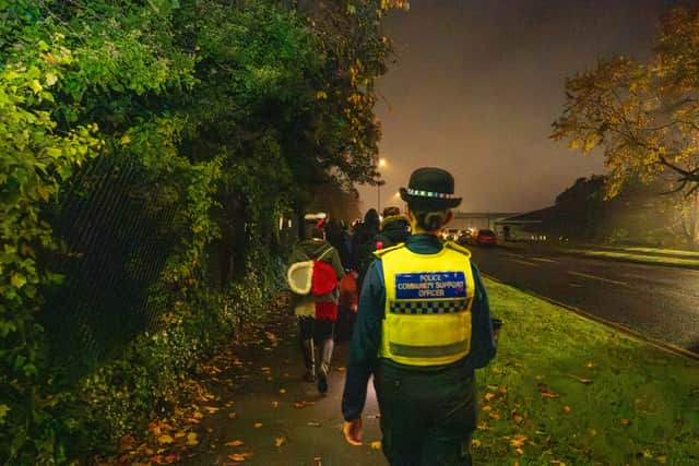 The Greencore women's safety walk set off on foot round Moulton Park.
