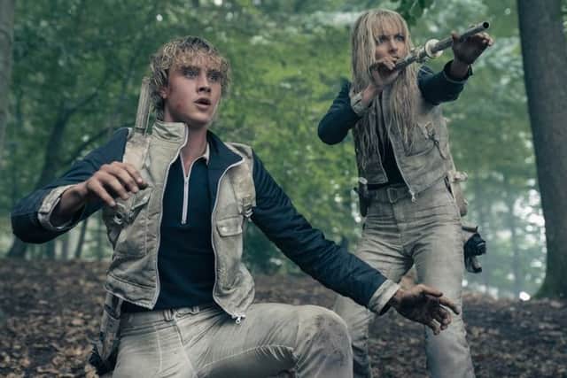 Joseph Zada as Haymitch Abernathy and McKenna Grace as Maysilee Donner in The Hunger Games: Sunrise on the Reaping. Photo Credit: Murray Close