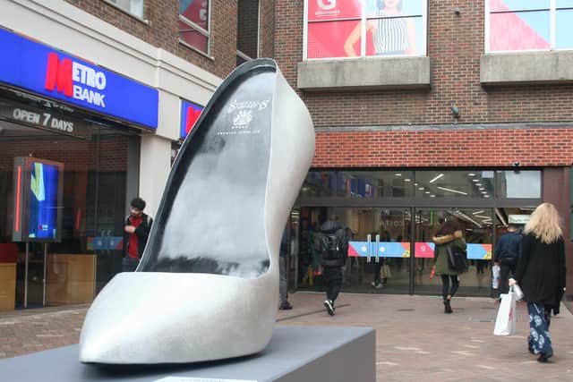 Steffan's Silver Stiletto, by artist Jessica Adams.
