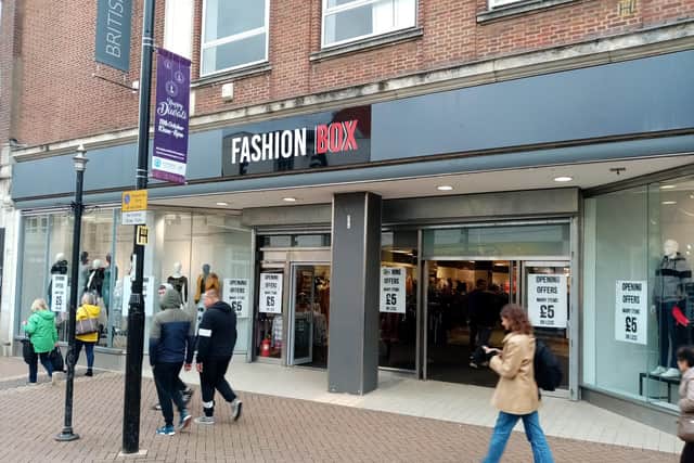 The store opened this week as "Fashion Box" selling factory outlet clothing.