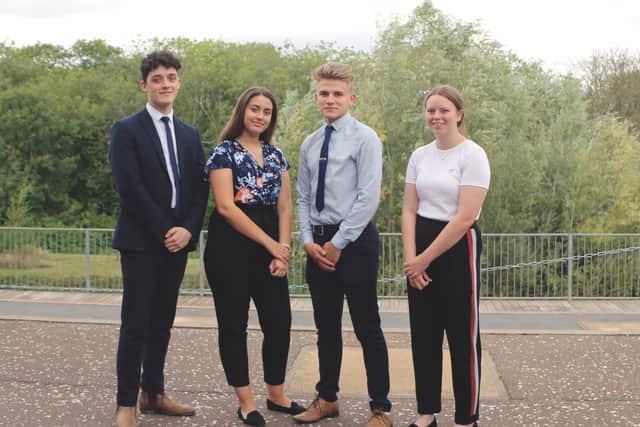 Pictured left to right: Deputy head boy Ben Suter, head girl Andrea Hobeanu, head boy Robert Padley-Smith and deputy head girl Ria-May Berry.