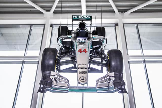 Lewis Hamilton's Mercedes F1 car welcomes visitors to The Silverstone Experience