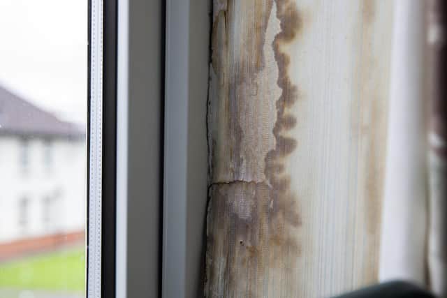 Water has been coming in John's bedroom now for years. He said he's had to move furniture around to avoid getting his bed wet. Pictures by Kirsty Edmonds.
