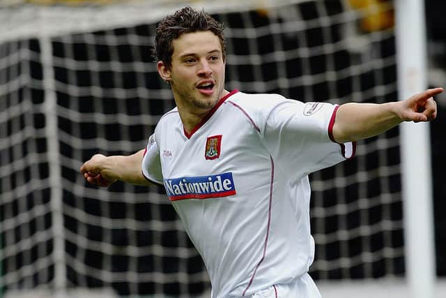 Marc Richards celebrates his stunning strike at Hull City in April, 2004