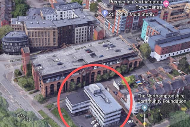 Albion House (circled) is next to St John's multi-storey car park