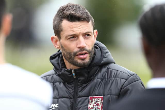 Marc Richards gets his message across to some Town youngsters