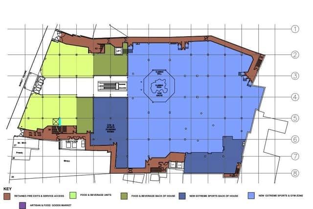 The plan wants to free up Market Walk to become... virtually anything. Just as this extreme sports area on the ground floor.