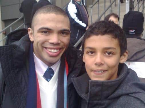 A young Lewis Ludlam with former South Africa star Bryan Habana