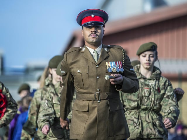 The Duston School held a parade onsite today to mark 11am on Remembrance Day.