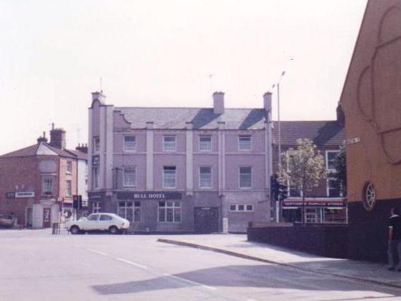 Yet another casualty of roads being widened. The Bull Hotel was knocked down in 1985. This picture shows it at the junction of Regent Square where a row of shops exist today.