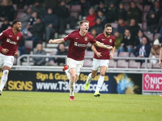 Scott Wharton celebrates opening the scoring