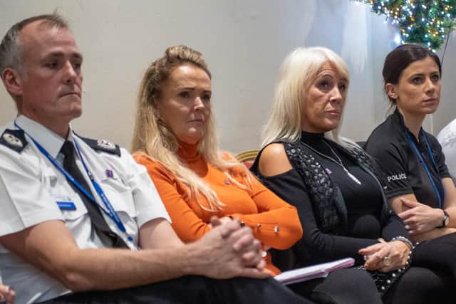 Assistant Chief Constable James Andronov, with hairdresser Annie Reilly, and Kerri's mum Lesley McAuley.