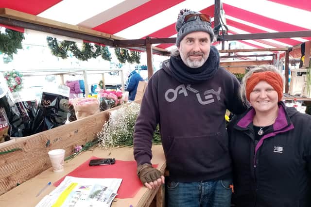 Elliott Jones and Kathy Rood at Tony Jones Florist.