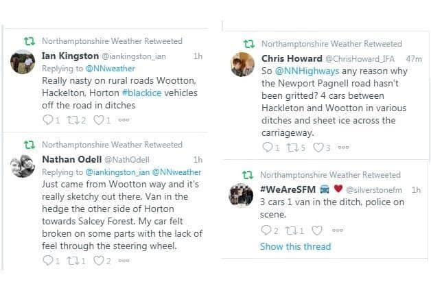 Many motorists shared their experiences with the ice on Twitter.