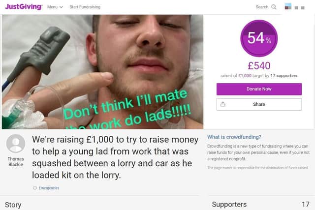 The JustGiving page set up for Zachary Shouler-Jones, who was crushed between a car and a lorry in Northampton