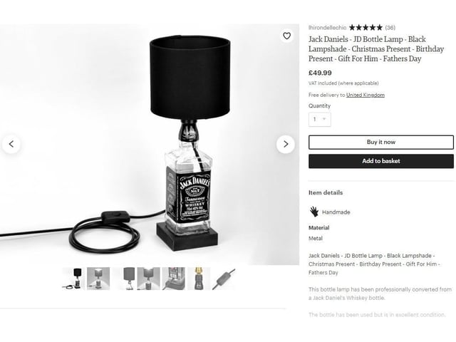 Artist Diane Swallow is making chic lamps out of brand favourite bottles - there's something unique for your decorating. - https://etsy.me/2OUh3Ec