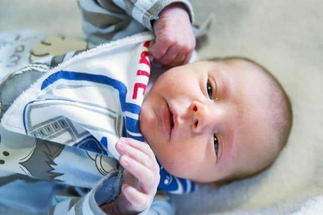 Baby Finley-Paul was the first baby to be born at Northampton General Hospital in 2020.