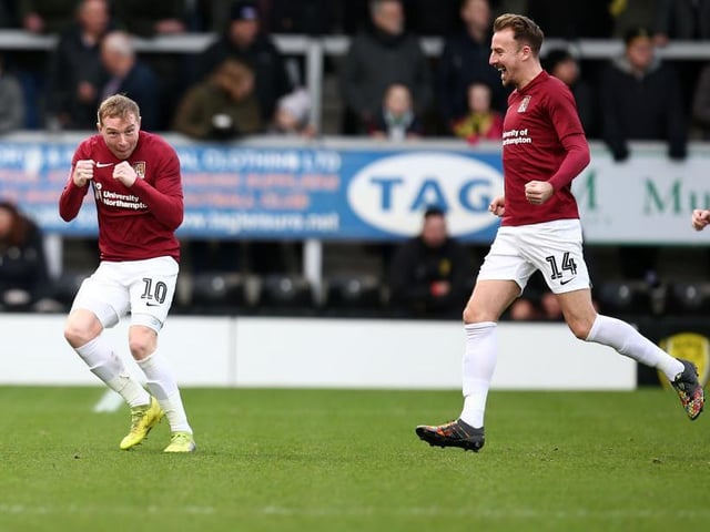 Nicky Adams and Chris Lines celebrate