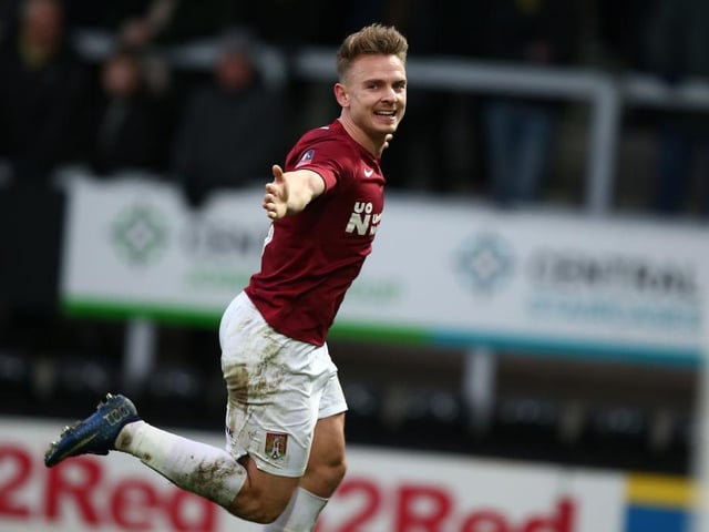 Sam Hoskins enjoys his goal