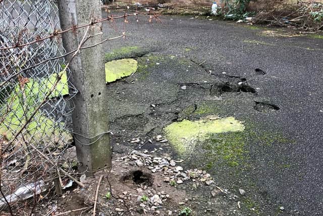 The holes found behind Sam's Chicken.