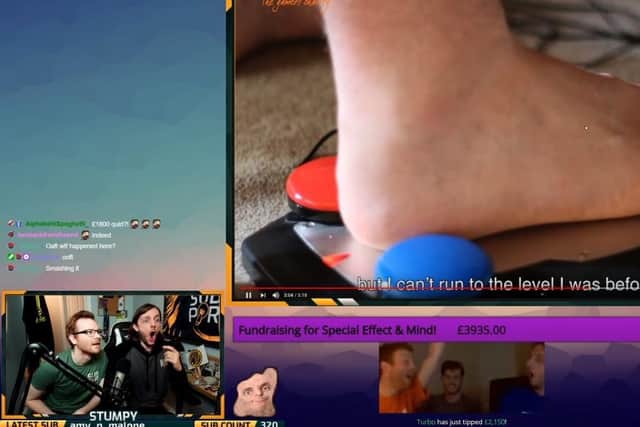Alex and Emile stream an advert for charity Special Effect as part of their charity broadcast.
