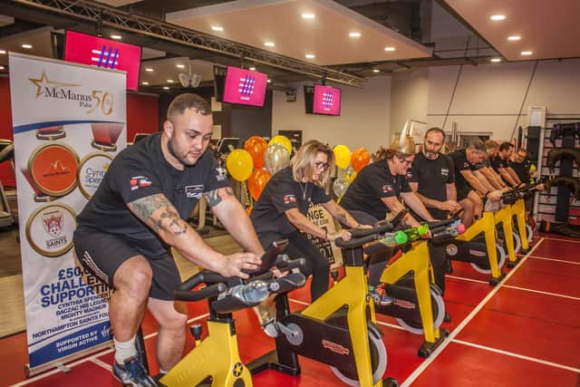 Day one of McManus Pub Company's bike challenge at Virgin Active Riverside. Photo: McManus Pub Company