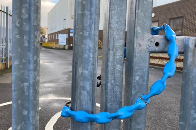 The gates were locked at the former Epwin Glass factory on Lodge Farm Industrial Estate, Northampton, after the closure in December