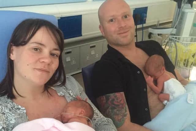Tanya and Tim with the twins Harriet and Oliver.
