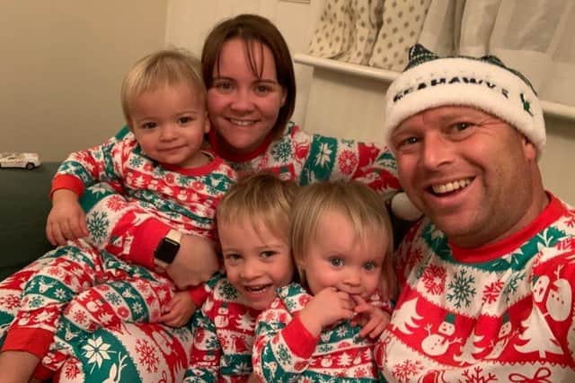 Tanya, Tim and (left to right) Oliver, Elliot and Harriet at Christmas.