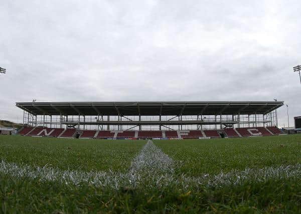 The east stand at the PTS Academy Stadium