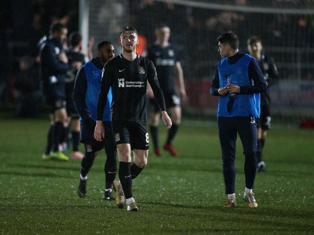 Ryan Watson looks satisfied after helping the Cobblers to the win at Salford