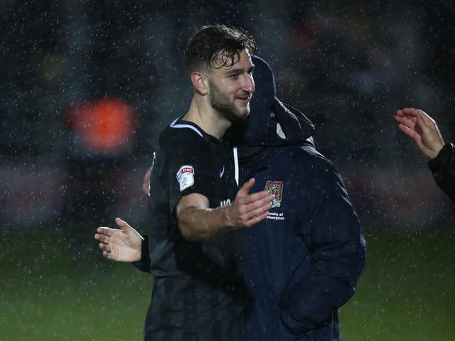 Charlie Goode savours the Cobblers' victory
