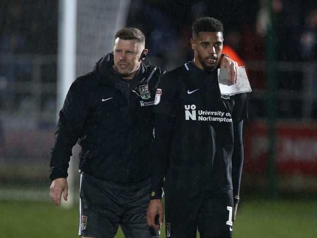 Assistant boss Colin West and Vadaine Oliver