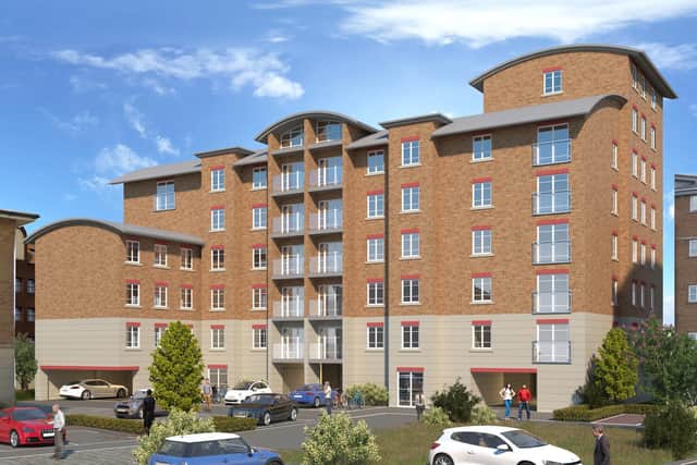 Artist impressions show what the apartment block will look like on completion.