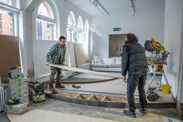 Living Edge Carpentry has started work on the ground floor of the building and they are now making headway on a creating a new stage.