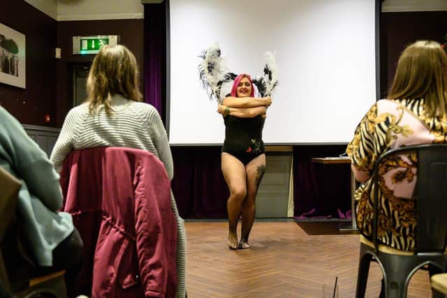 Autumn Noir gave a performance to the women on Monday night.