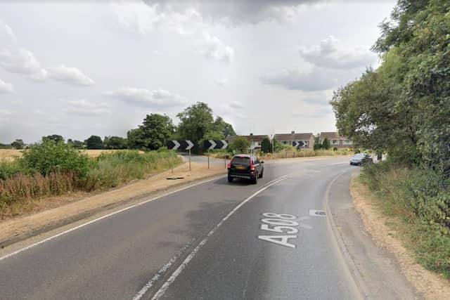 The fatal crash was on the bend on the A508 on the northern outskirts of Roade, Northamptonshire. Photo: Google