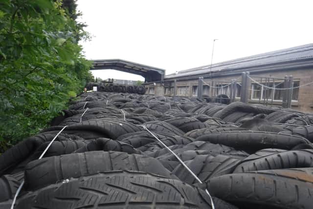 120 tonnes of tyres were also found at Eyre's Daventry site. Photo: Environment Agency.
