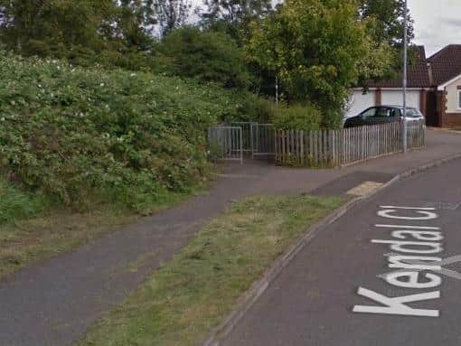 The attack took place near this alleyway off Kendal Close on Saturday night.