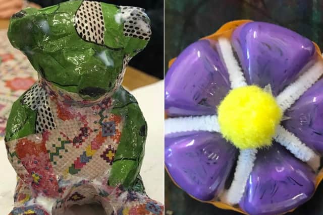 Some of the crafts that have been made at Sophia's 'crafternoons'.